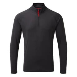 Gill Mens UV Tec Zip Neck Long Sleeve Tee - Charcoal